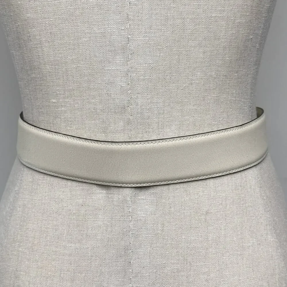 Vintage By Paloma Picasso Leather Belt Gold Triple X Hardware Cream Sz 75